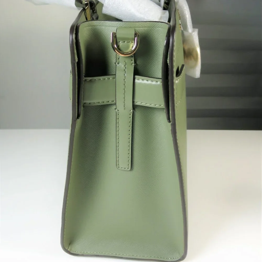 Michael Kors Rayne Medium Leather Satchel Army Green NWT